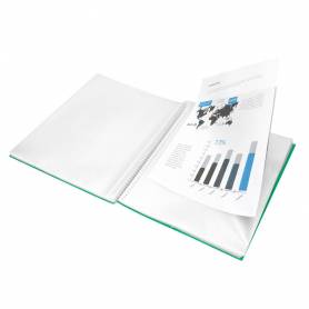 Carpeta liderpapel escaparate con espiral 80 fundas polipropileno din a4 verde