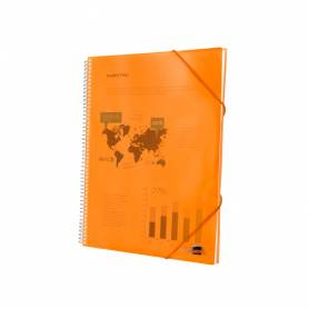 Carpeta liderpapel escaparate con espiral 60 fundas polipropileno din a4 naranja