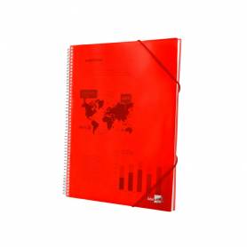 Carpeta liderpapel escaparate con espiral 60 fundas polipropileno din a4 rojo