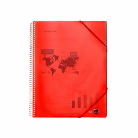 Carpeta liderpapel escaparate con espiral 40 fundas polipropileno din a4 rojo