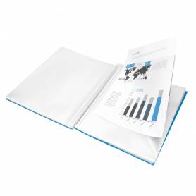 Carpeta liderpapel escaparate con espiral 30 fundas polipropileno din a4 azul