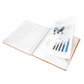 Carpeta liderpapel escaparate con espiral 10 fundas polipropileno din a4 naranja