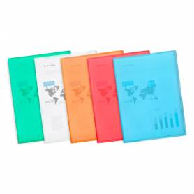 Carpeta liderpapel escaparate 47491 30 fundas polipropileno traslucida din a4 naranja frosty