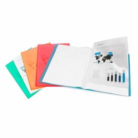 Carpeta liderpapel escaparate 47491 30 fundas polipropileno traslucida din a4 naranja frosty