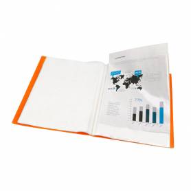 Carpeta liderpapel escaparate 47491 30 fundas polipropileno traslucida din a4 naranja frosty