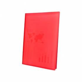 Carpeta liderpapel escaparate 47490 30 fundas polipropileno din a4 rojo translucido