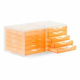 Fichero cajones de sobremesa q-connect 340x270x260 mm apilables 5 cajones naranja mandarina translucido