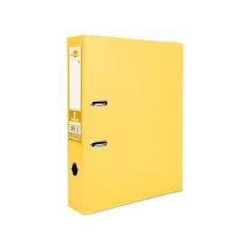 Archivador de palanca liderpapel folio documenta forrado pvc con rado lomo 75mm amarillo compresor metalico