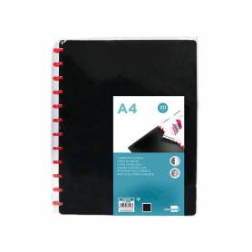 Carpeta liderpapel din a4 con 20 fundas intercambiables color negro