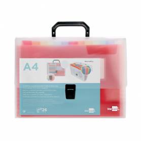 Carpeta liderpapel clasificador fuelle 45144 polipropileno a4 transparente con asa spectrafile 26 dpto