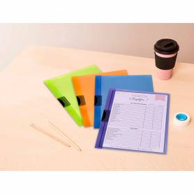 Carpeta liderpapel dossier pinza lateral 45301 polipropileno din a4 naranja 30 hojas pinza deslizante