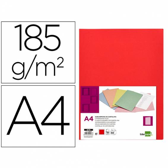 Subcarpeta liderpapel din a4 rojo intenso 180g/m2