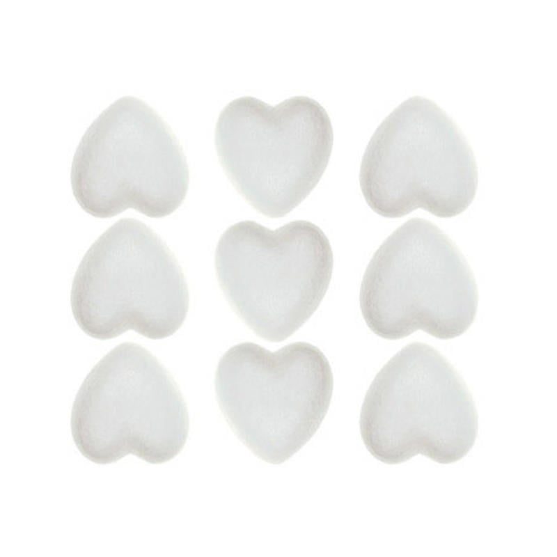 Corazones de porexpan color blanco 40 mm bolsa de 9 unidades