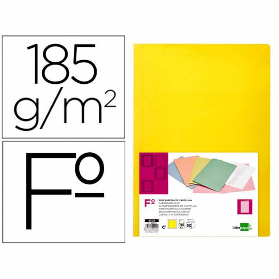 Subcarpeta liderpapel folio amarillo intenso 180g/m2