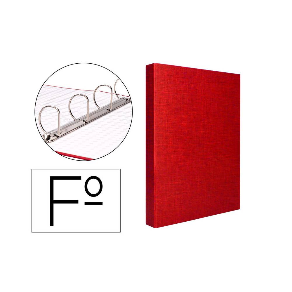 Carpeta de 4 anillas 40mm mixtas liderpapel folio carton forrado paper coat roja