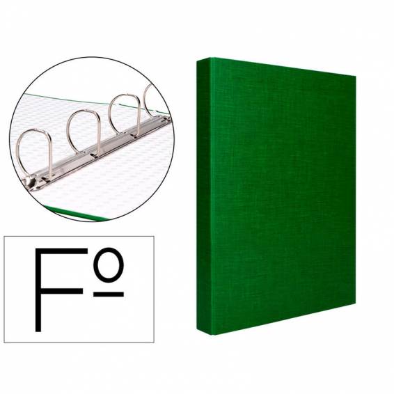 Carpeta de 4 anillas 40mm mixtas liderpapel folio carton forrado paper coat verde