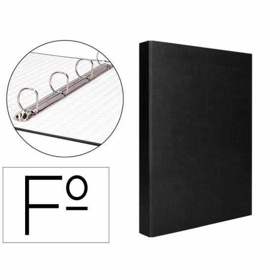 Carpeta de 4 anillas 25mm mixtas liderpapel folio carton forrado paper coat negra