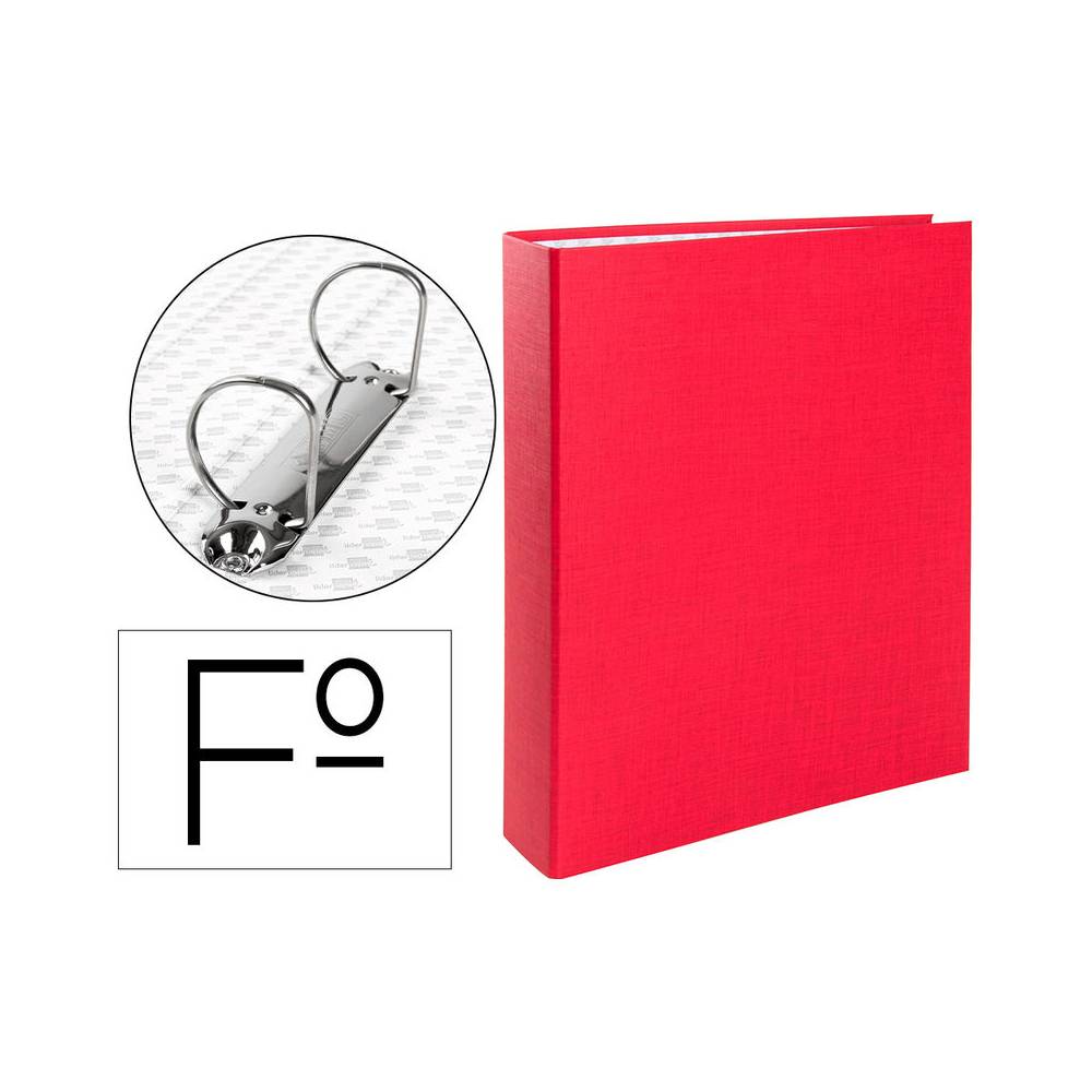 Carpeta de 2 anillas 40mm mixtas liderpapel folio carton forrado paper coat plastico roja