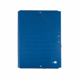 Carpeta liderpapel gomas folio 3 solapas carton forrado azul