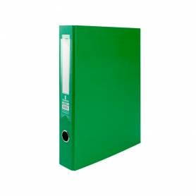 Carpeta de 2 anillas 40mm mixt as liderpapel folio forrado papercoat con ollao y tarjetero compresor plastico verde