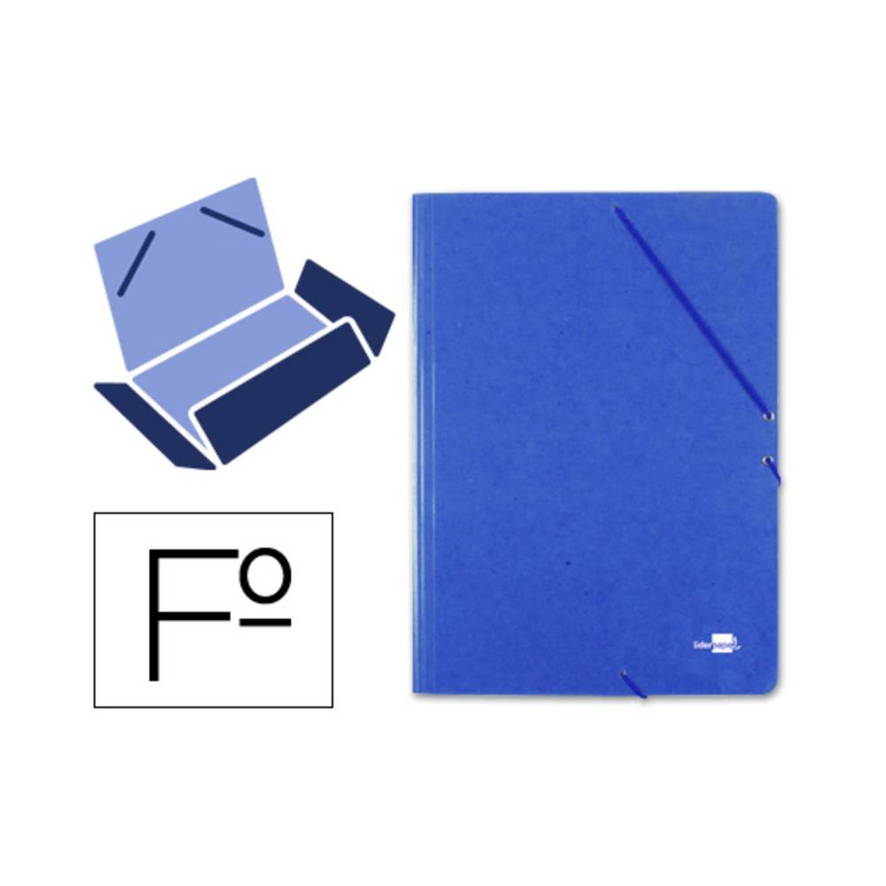 Carpeta liderpapel gomas folio 3 solapas carton prespan azul