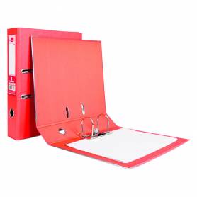 Archivador de palanca liderpapel folio documenta forrado pvc con rado lomo 75mm rojo compresor metalico