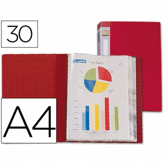 Carpeta liderpapel personaliza 37020 30 fundas polipropileno din a4 roja lomo personalizable