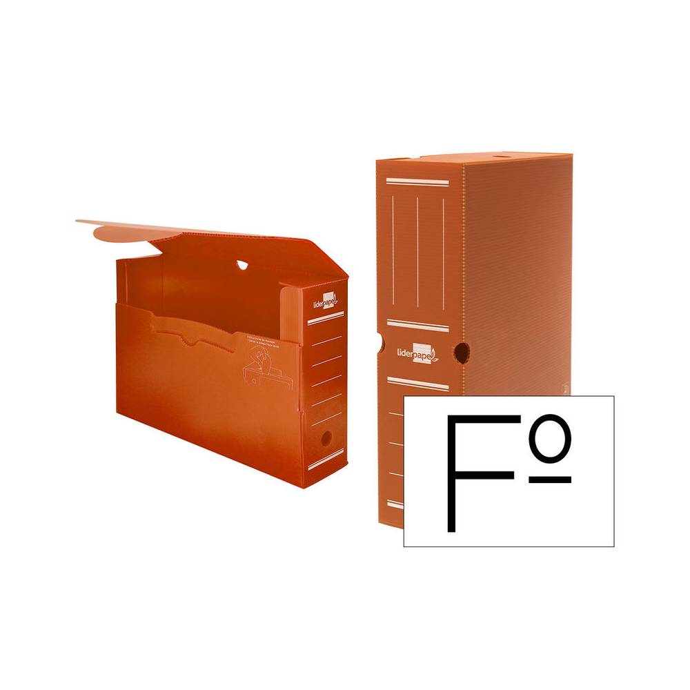 Caja archivo definitivo plastico liderpapel marron 360x260x100 mm