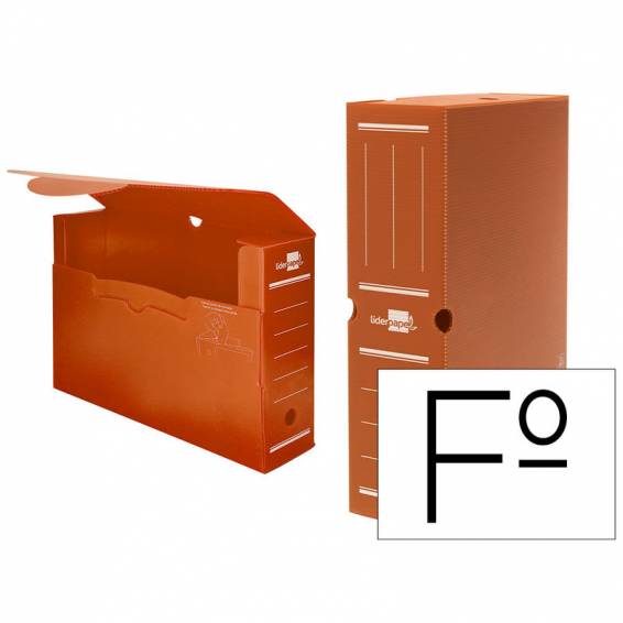 Caja archivo definitivo plastico liderpapel marron 360x260x100 mm