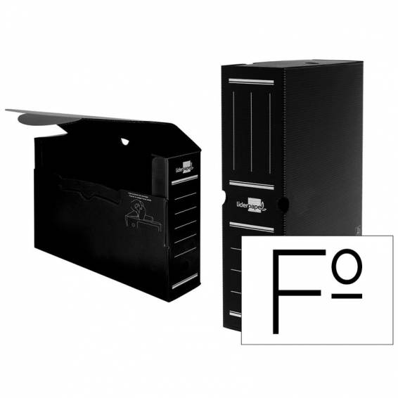 Caja archivo definitivo plastico liderpapel negro 360x260x100 mm