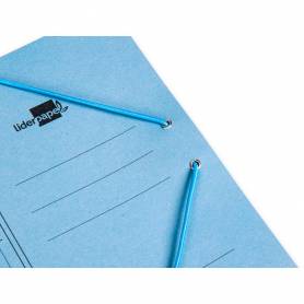 Carpeta liderpapel gomas cuarto 3 solapas carton pintado azul