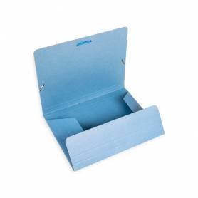 Carpeta liderpapel gomas cuarto 3 solapas carton pintado azul