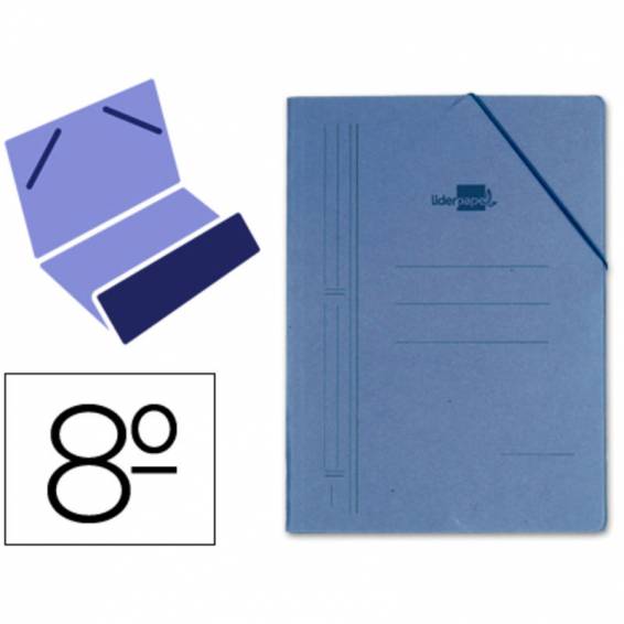 Carpeta liderpapel gomas octavo bolsa carton compacto azul