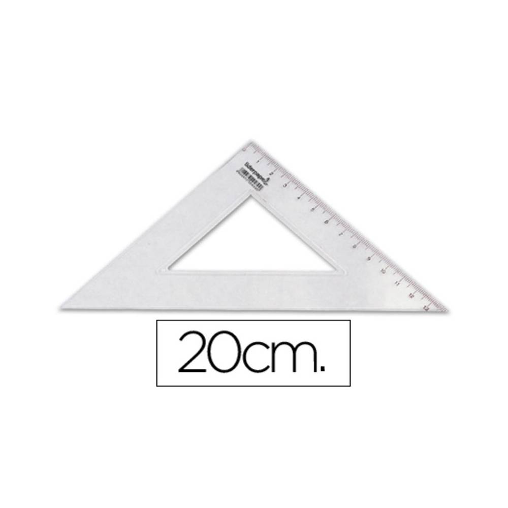 Escuadra liderpapel 20 cm plastico cristal