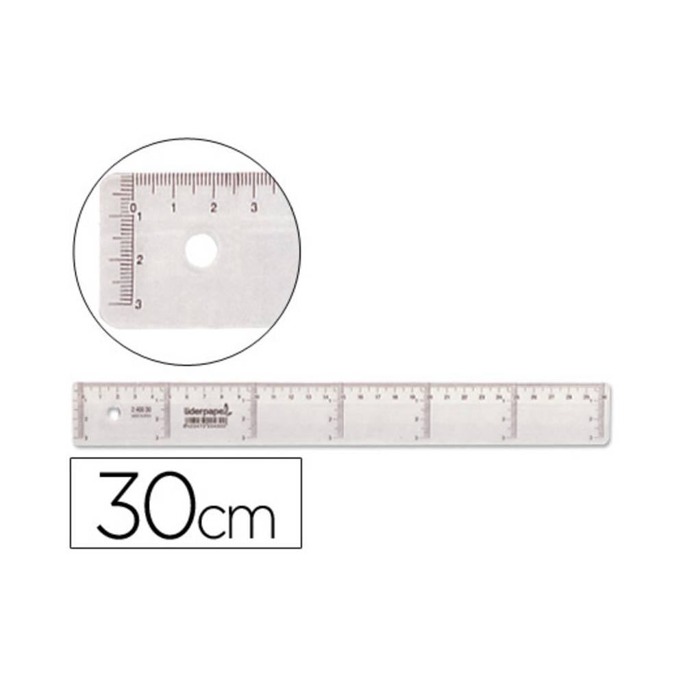 Regla liderpapel plastico cristal 30 cm