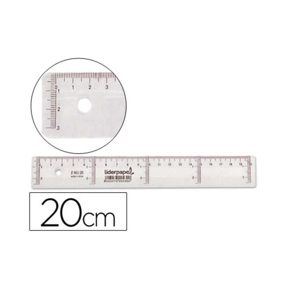 Regla liderpapel plastico cristal 20 cm