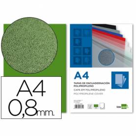 Tapa encuadernacion liderpapel polipropileno a4 0.8mm verde opaco paquete de 50 unidades