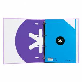 Carpeta con recambio liderpapel antartik a4 cuadro 5mm forrada 4 anillas 25mm redondas color lavanda