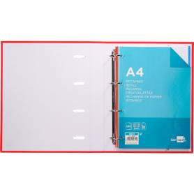 Carpeta con recambio liderpapel a4 cuadro 5 mm 120 hojas 80 g forrada 4 anillas 40 mm redondas