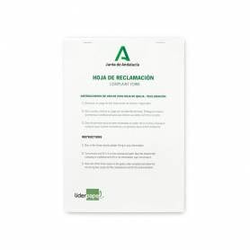 Libro liderpapel hojas de reclamaciones junta de andalucia din a4 25 juegos original + 2 copias