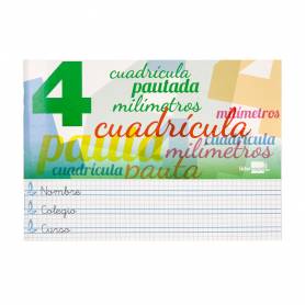 Libreta liderpapel pautaguia tapa cartoncillo 32 hojas din a5 70 g cuadriculado pautado 4 mm apaisado con margen