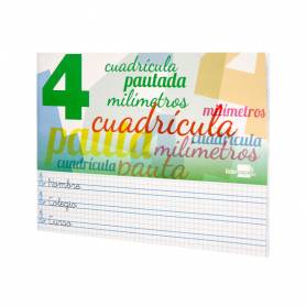 Libreta liderpapel pautaguia tapa cartoncillo 32 hojas din a5 70 g cuadriculado pautado 4 mm apaisado con margen