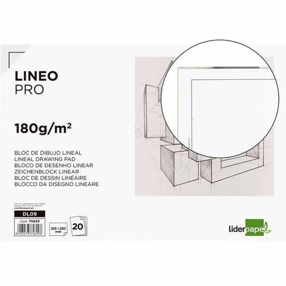 Bloc dibujo liderpapel lineal encolado 230x325mm 20 hojas 180 gr/m2 con recuadro