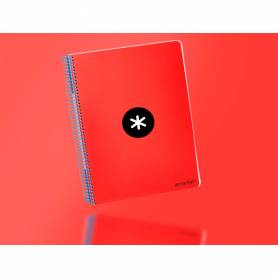 Cuaderno espiral liderpapel a5 antartik tapa dura 80h 100 gr cuadro 5mm con margen color rojo