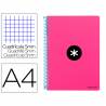 Cuaderno espiral liderpapel a4 micro antartik tapa dura 80h 100 gr cuadro 5mm sin bandas 4 taladros color rosa fluor - KE05