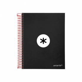 Cuaderno espiral liderpapel a5 micro antartik tapa forrada 120h 90g liso con bandas 6 taladros color negro