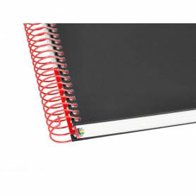 Cuaderno espiral liderpapel a5 micro antartik tapa forrada 120h 90g liso con bandas 6 taladros color negro