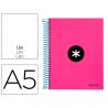 Cuaderno espiral liderpapel a5 micro antartik tapa forrada 120h 100 gr liso con bandas 6 taladros color rosa fluor - KD55