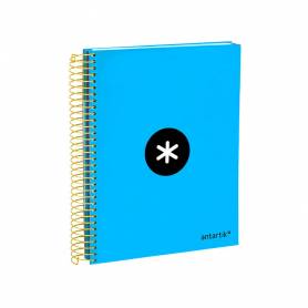 Cuaderno espiral liderpapel a5 micro antartik tapa forrada 120h 90g liso con bandas 6 taladros color azul