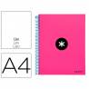 Cuaderno espiral liderpapel a4 micro antartik tapa forrada 120h 100 gr liso con bandas 4 taladros color rosa fluor - KD45